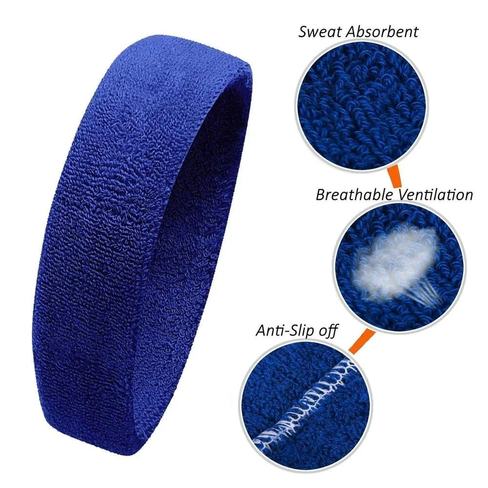 6X Sweatband Headband Athletic Wristband, Sweat Absorbing Sport Head Wrist Band