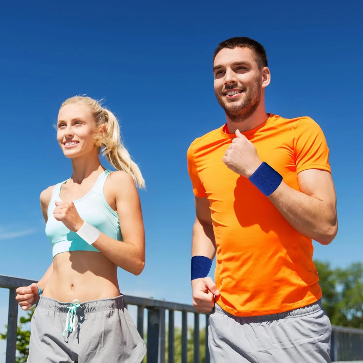 8 Pack Wrist Sweatbands Tennis Wrist Bands Absorbent Sweat Band for Men and Women, Breathable Cotton Sweatbands for Working Out, Football, Basketball, Running Athletic Sports