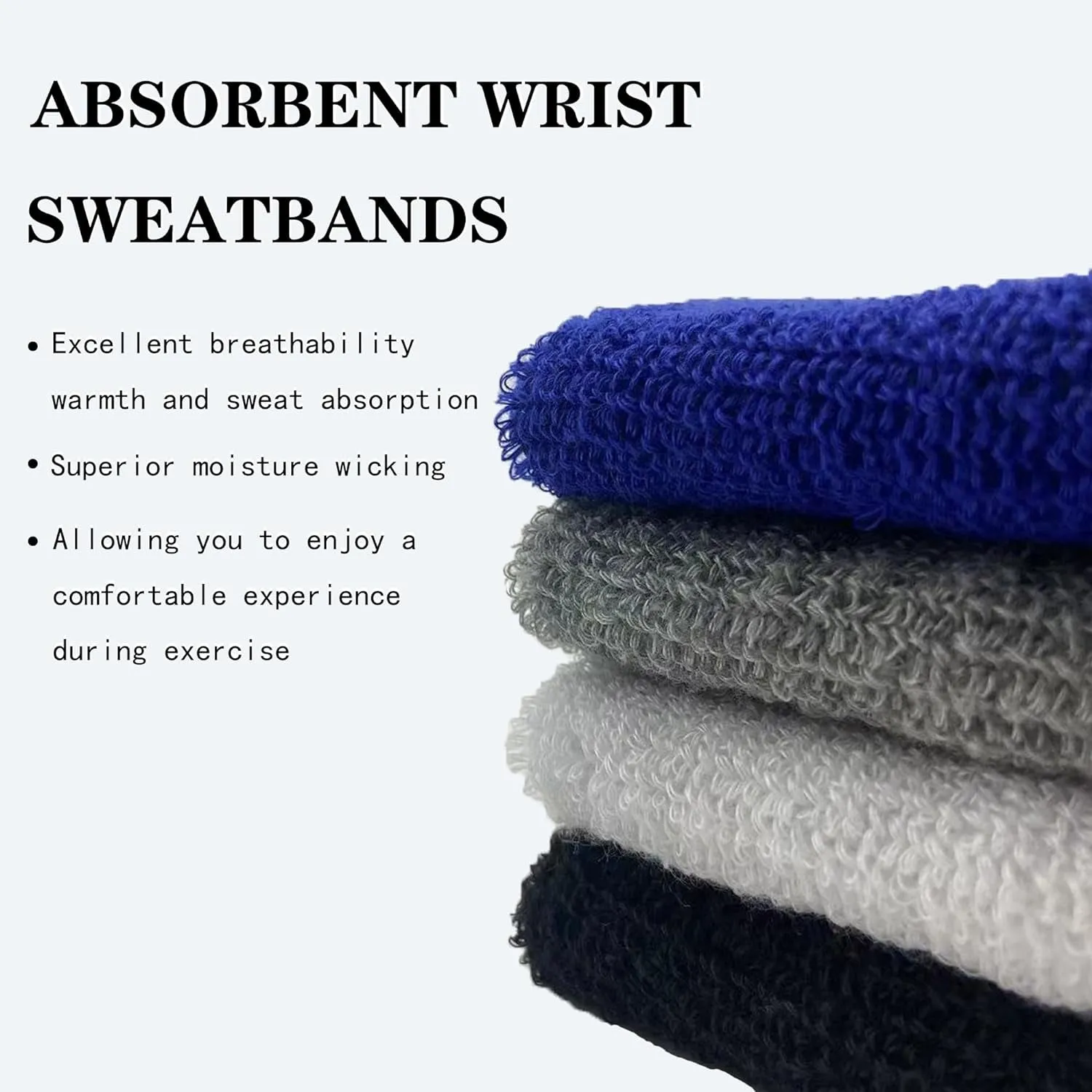 8 Pack Wrist Sweatbands Tennis Wrist Bands Absorbent Sweat Band for Men and Women, Breathable Cotton Sweatbands for Working Out, Football, Basketball, Running Athletic Sports