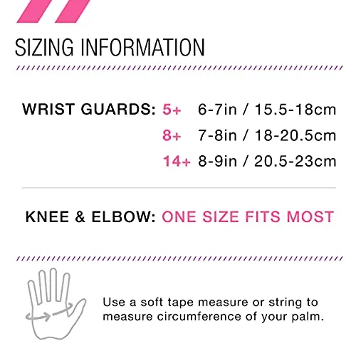 80Six Kids’ Multi-Sport Pad Set with Wristguards, Elbow Pads, and Knee Pads, Pink Purple, Junior - Ages 5 