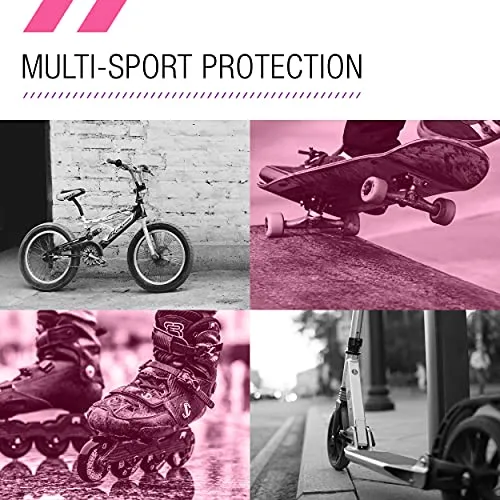 80Six Kids’ Multi-Sport Pad Set with Wristguards, Elbow Pads, and Knee Pads, Pink Purple, Junior - Ages 5 