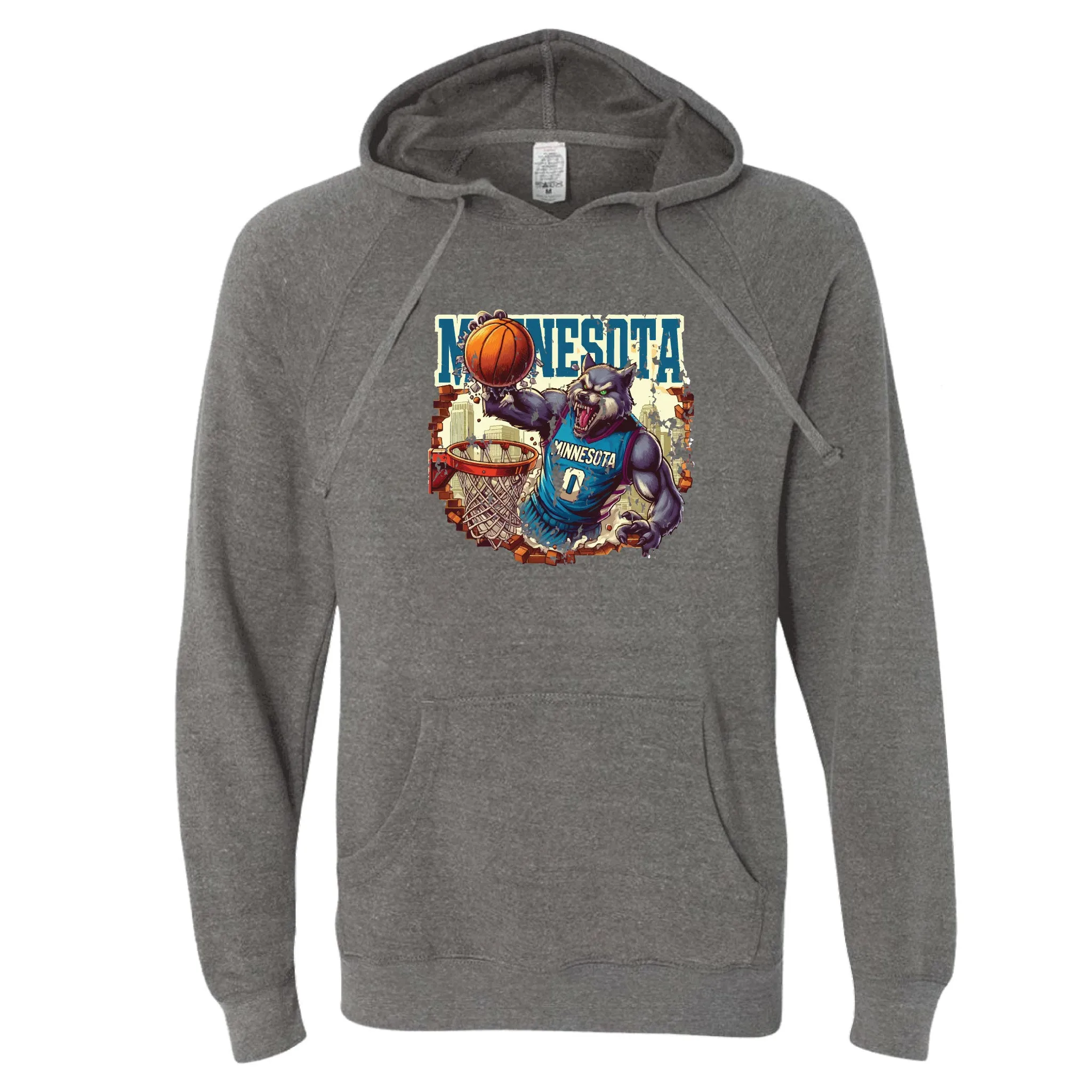 90s Style Basketball Wolf Minnesota Hoodie