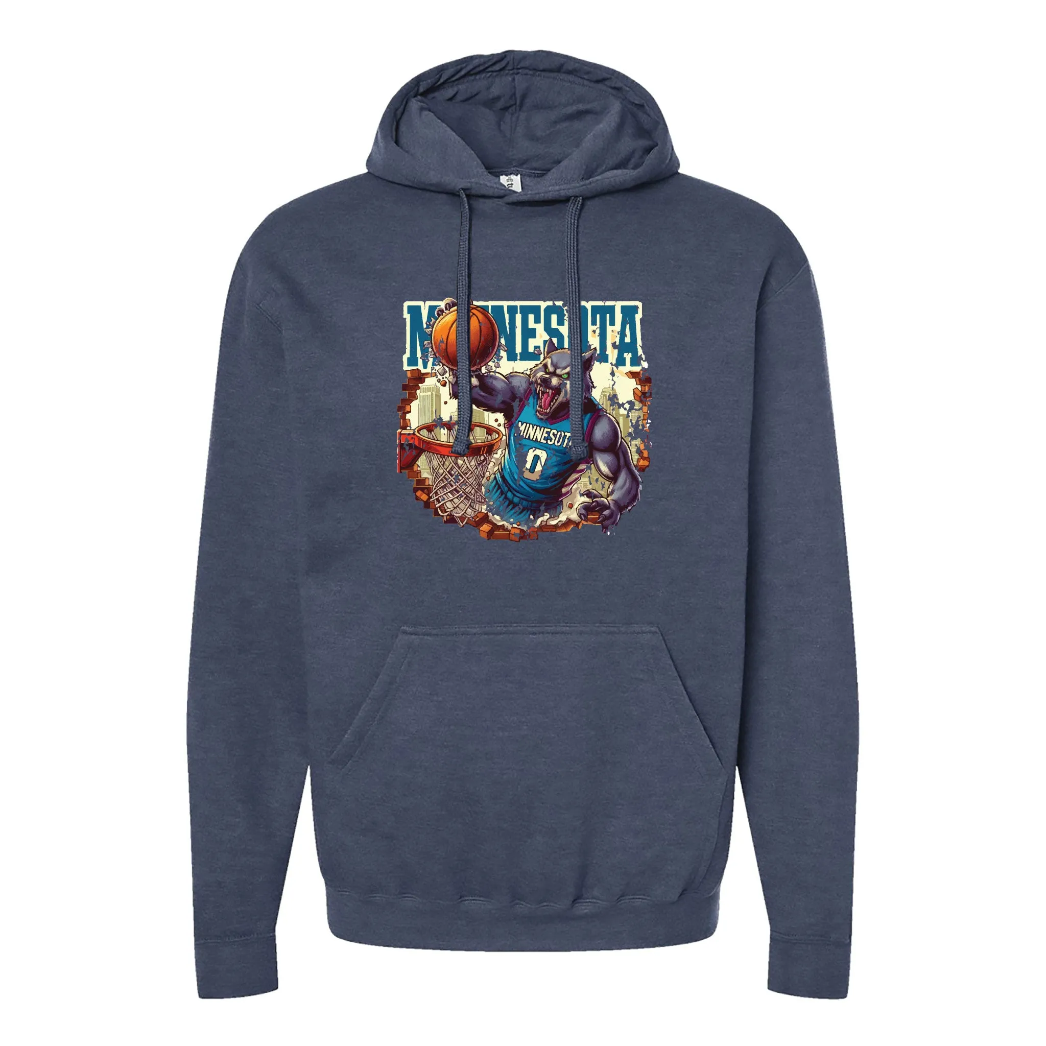 90s Style Basketball Wolf Minnesota Hoodie