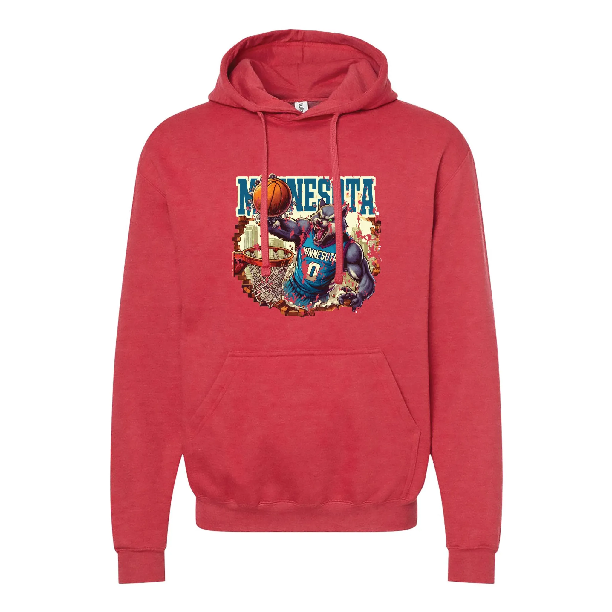 90s Style Basketball Wolf Minnesota Hoodie
