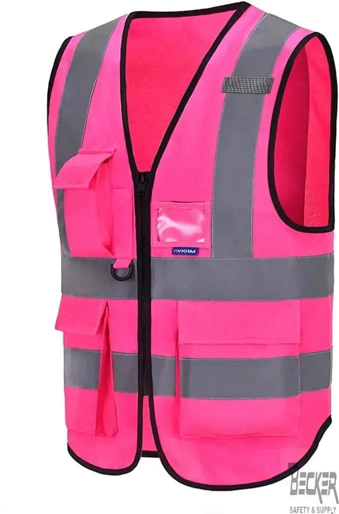 A-SAFETY - Pink Safety vests, with Reflective Strips