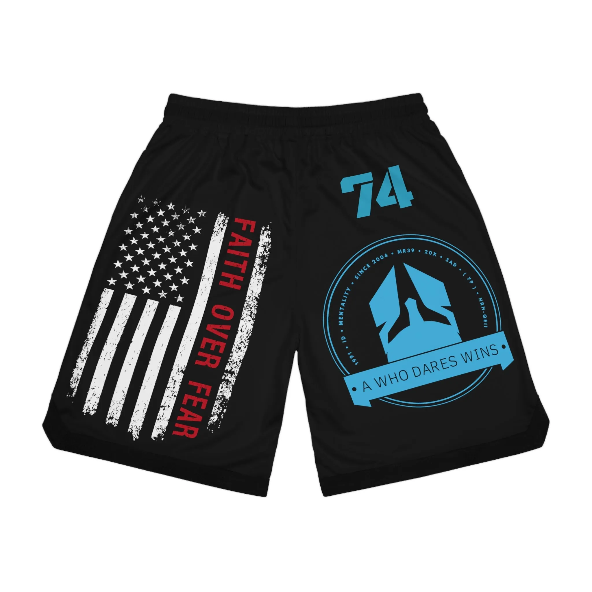 A Who Dares Wins - Faith over Fear Basketball Rib Shorts (AOP)