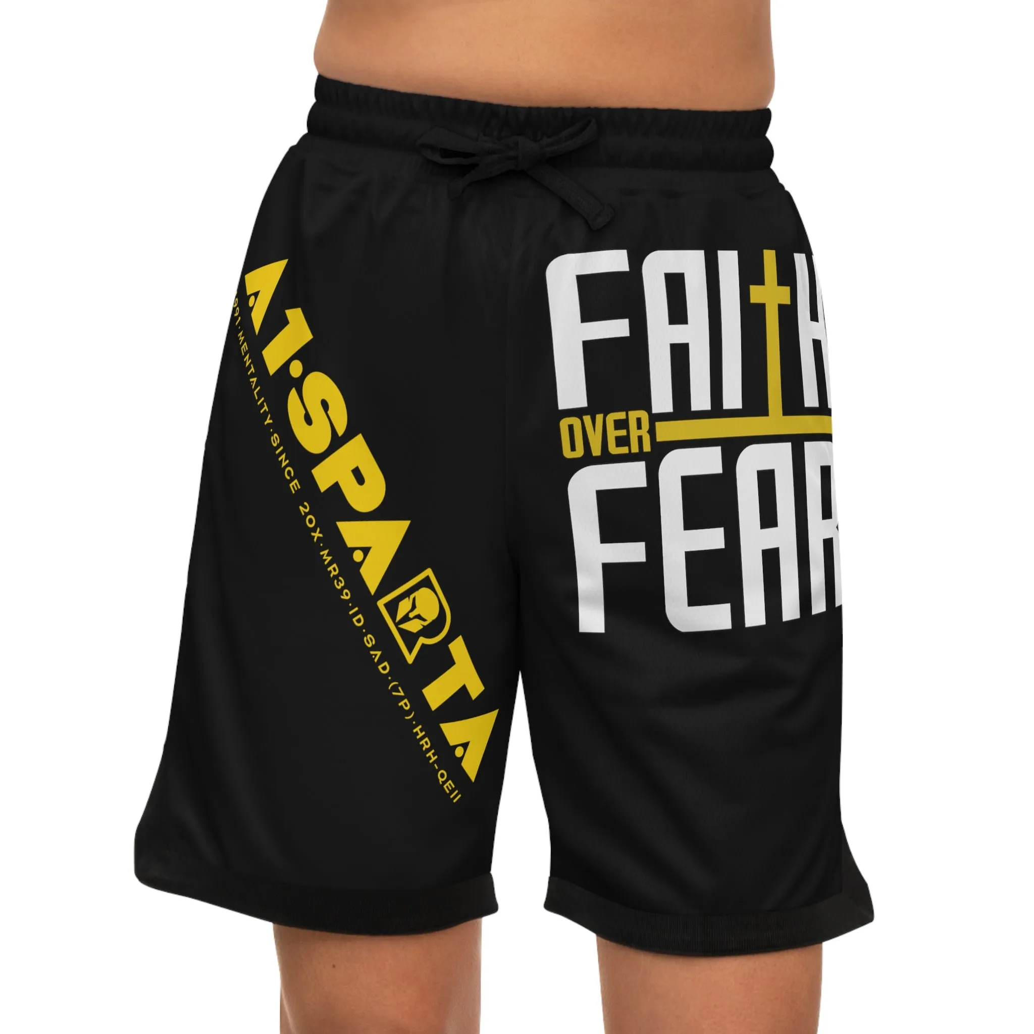 A1Sparta Faith over fear Basketball Rib Shorts (AOP)
