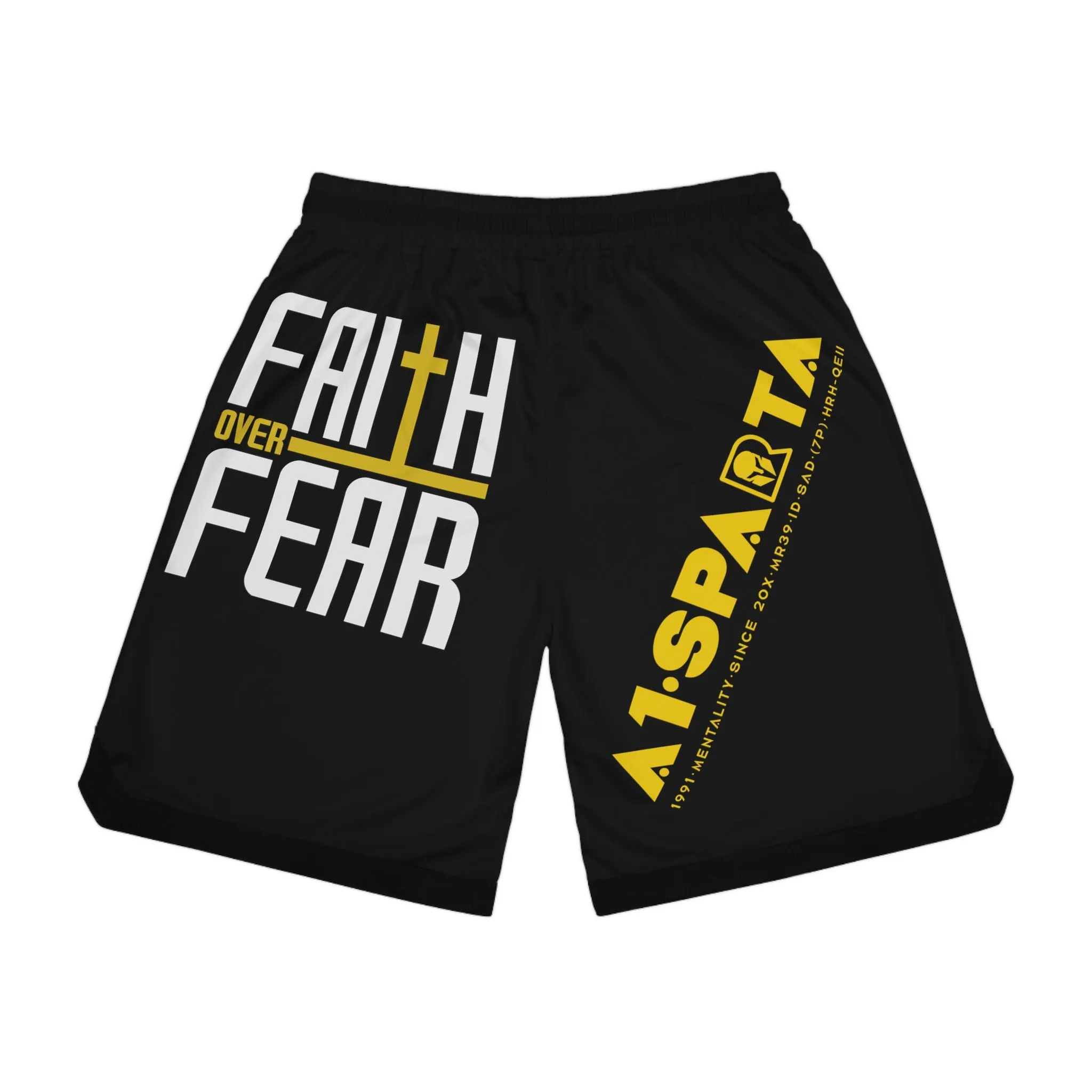 A1Sparta Faith over fear Basketball Rib Shorts (AOP)