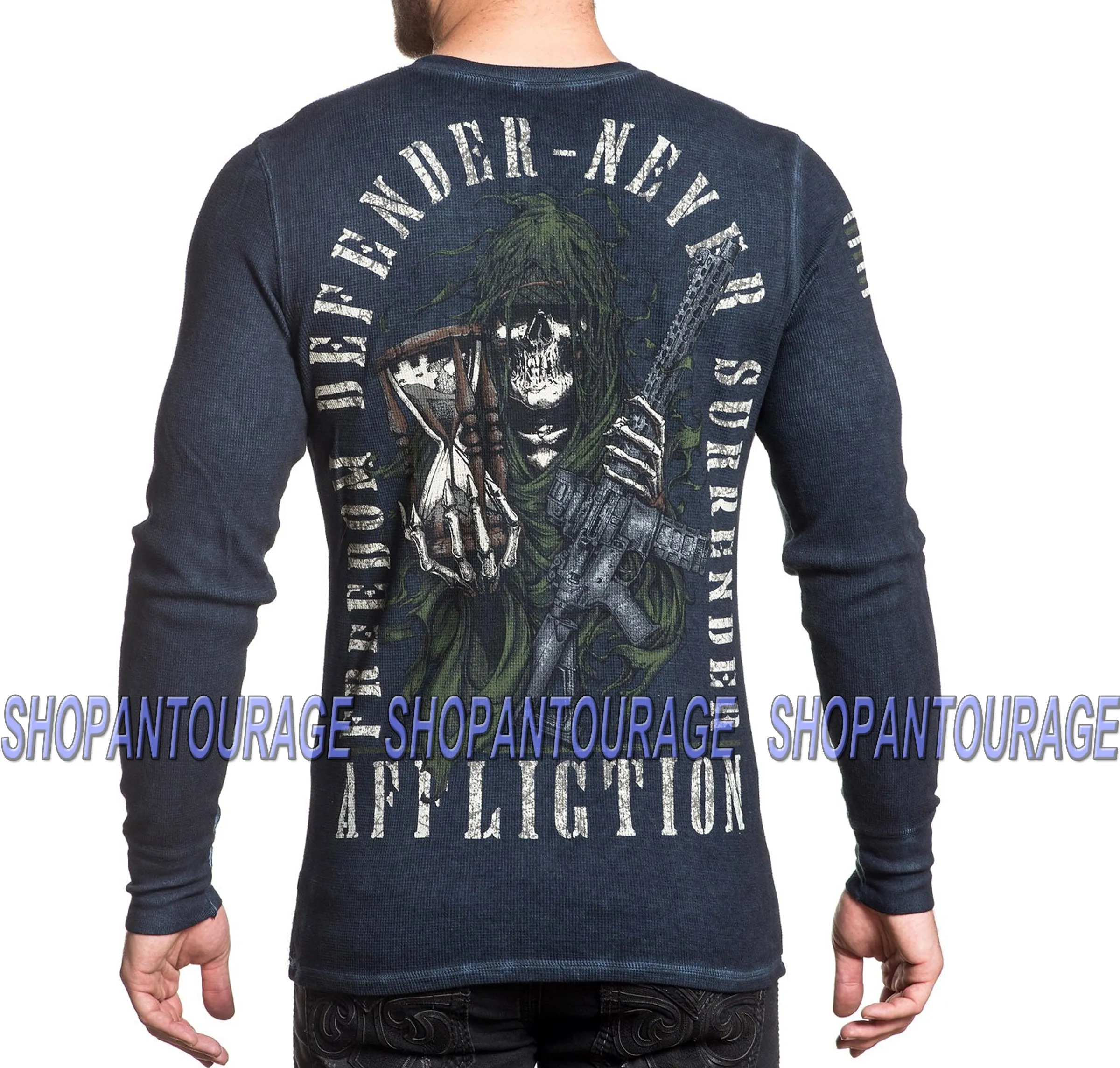 Affliction Never Surrender A18020 Long Sleeve Graphic Thermal T-shirt for Men
