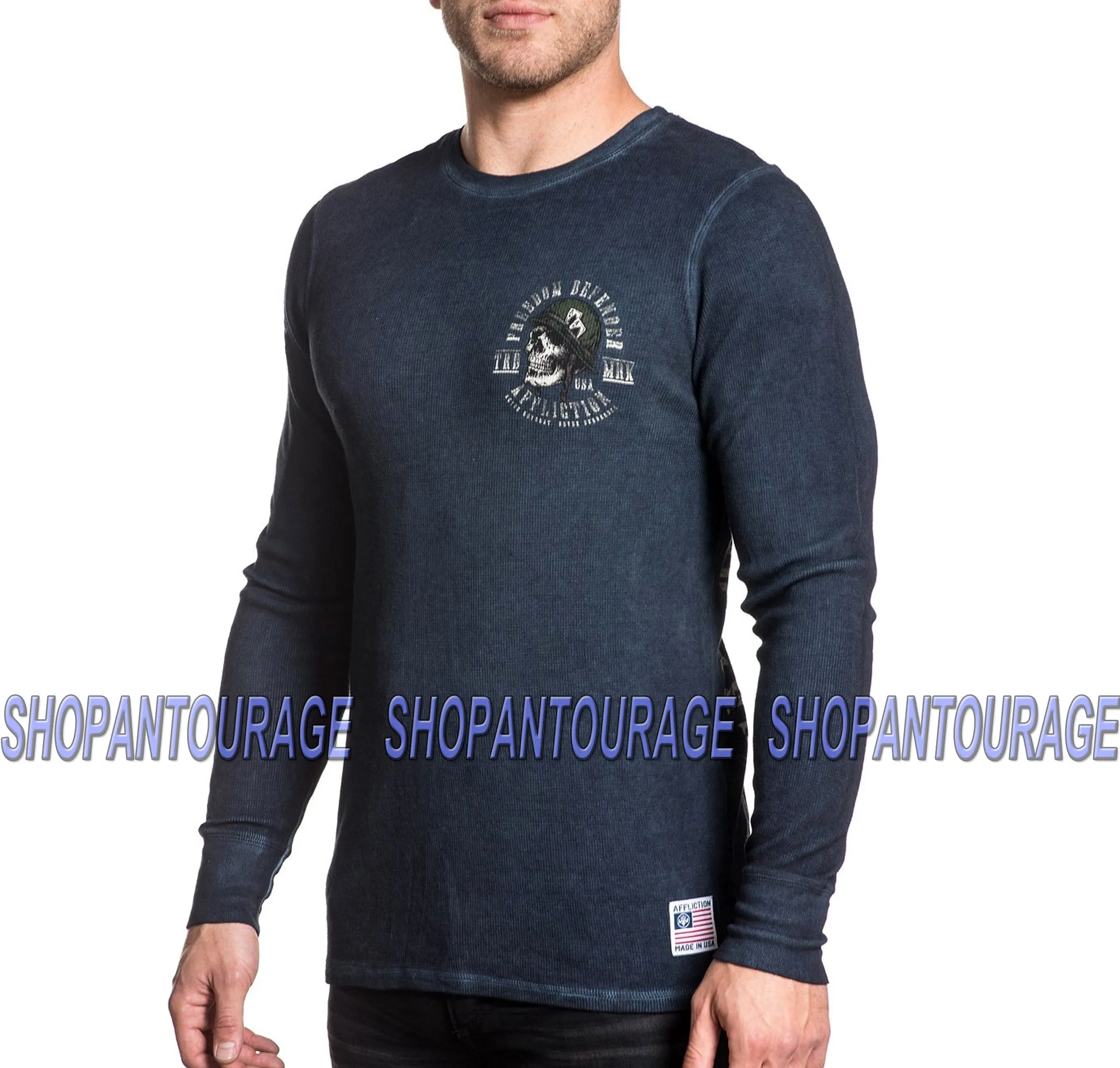 Affliction Never Surrender A18020 Long Sleeve Graphic Thermal T-shirt for Men