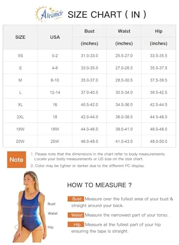 Aleumdr Swimsuit for Women One Piece Bathing Suits Athletic Training Swimsuits Women Sport Swimwear Bathingsuit Blue 204 Medium…