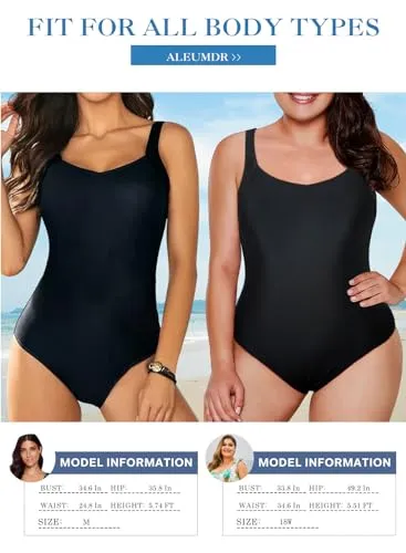 Aleumdr Swimsuit for Women One Piece Bathing Suits Athletic Training Swimsuits Women Sport Swimwear Bathingsuit Blue 204 Medium…