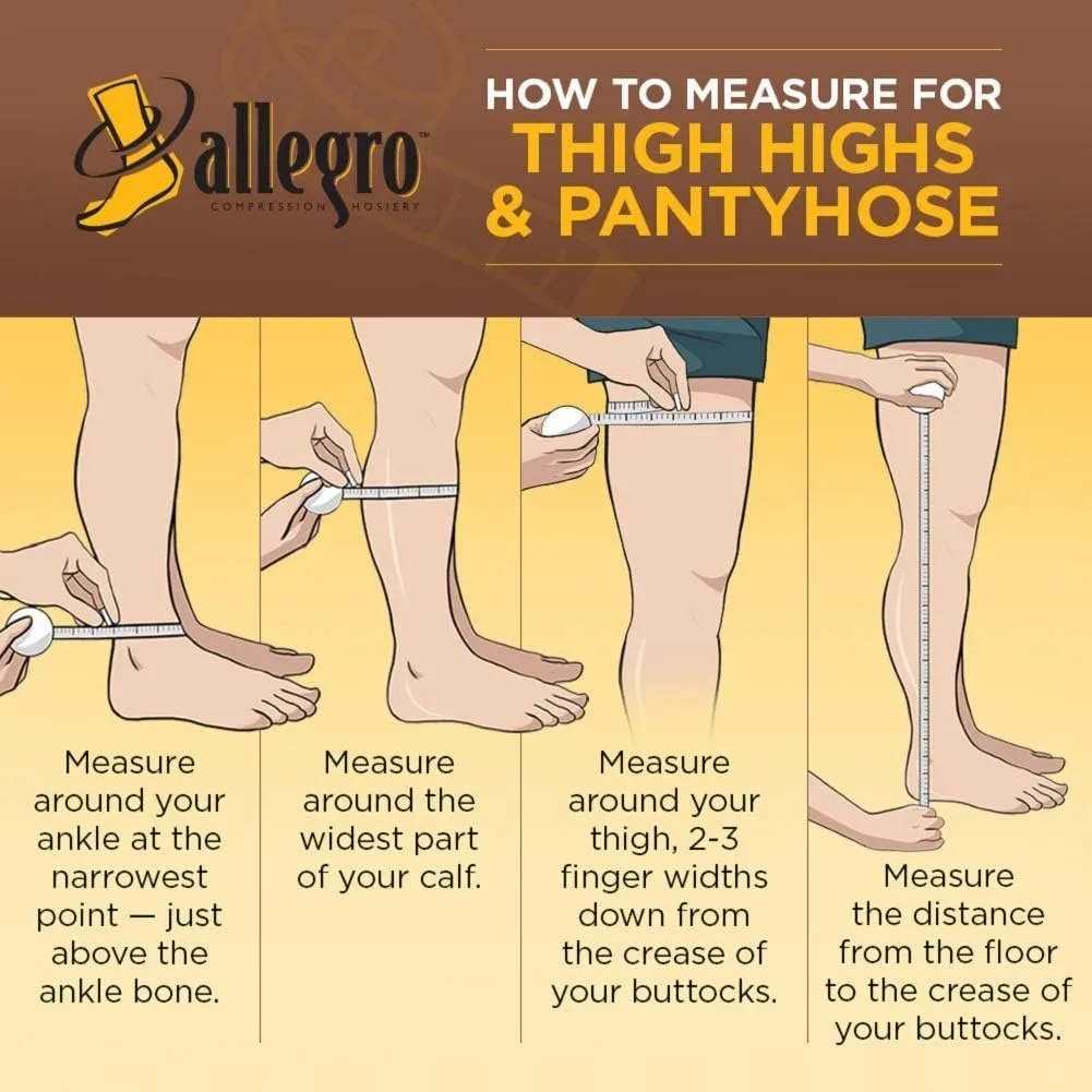 Allegro 20-30mmHg 234 Compression Leotard - Men's Waist High, Closed Toe Leotard for Upper Leg Support, Compression Pants