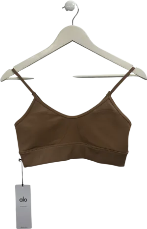 alo yoga Beige Sports Bra In Toasted Almond UK M