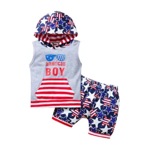 American Boy Sleeveless Hoodie Shorts Set