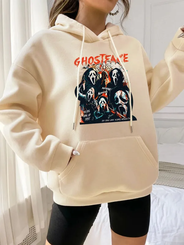 Anahi Casual Sleeveless Ghost Print Hoodie