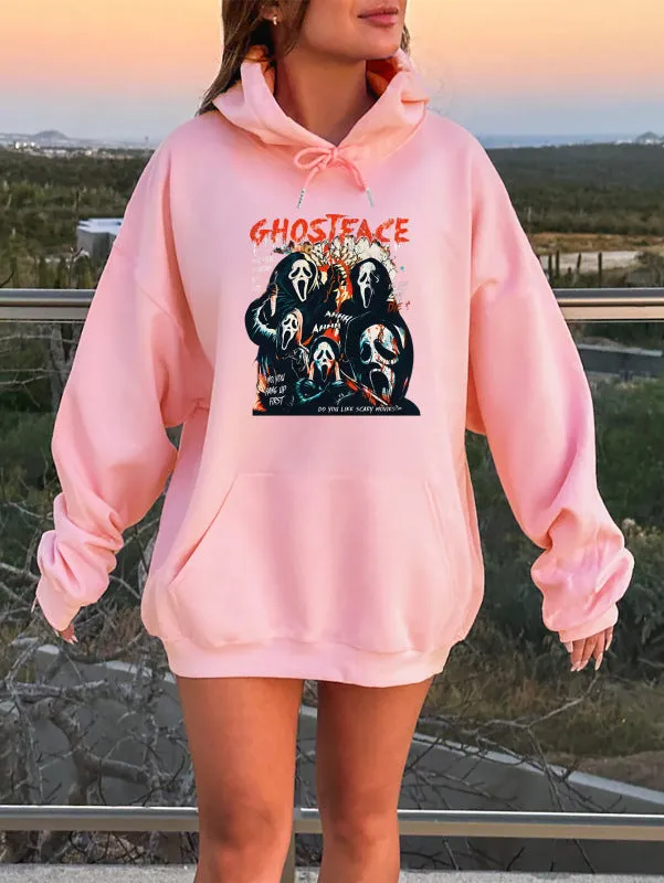 Anahi Casual Sleeveless Ghost Print Hoodie