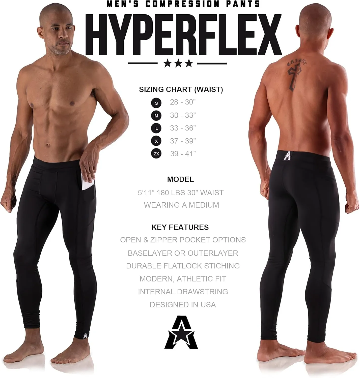 Anthem Athletics Hyperflex Mens Compression Pants Compression Shorts  Workout, Gym, Athletic Tights Leggings