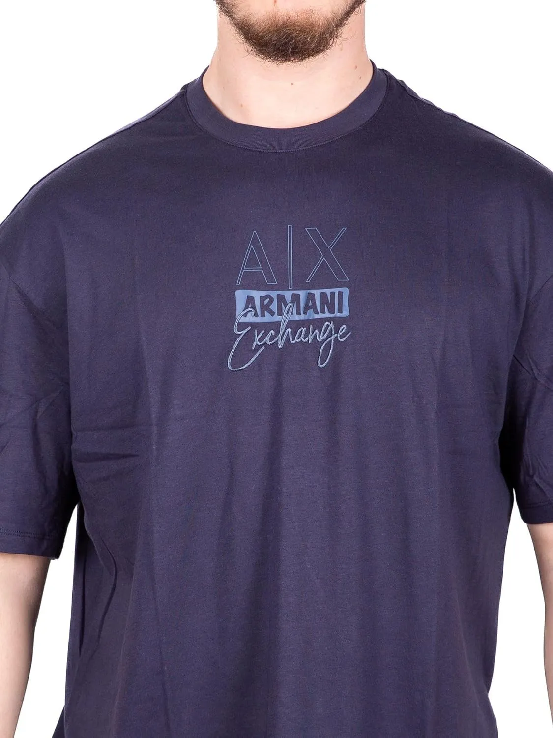 Armani Exchange Men's Comfort Fit Cotton Embroidered Ax Logo Tee