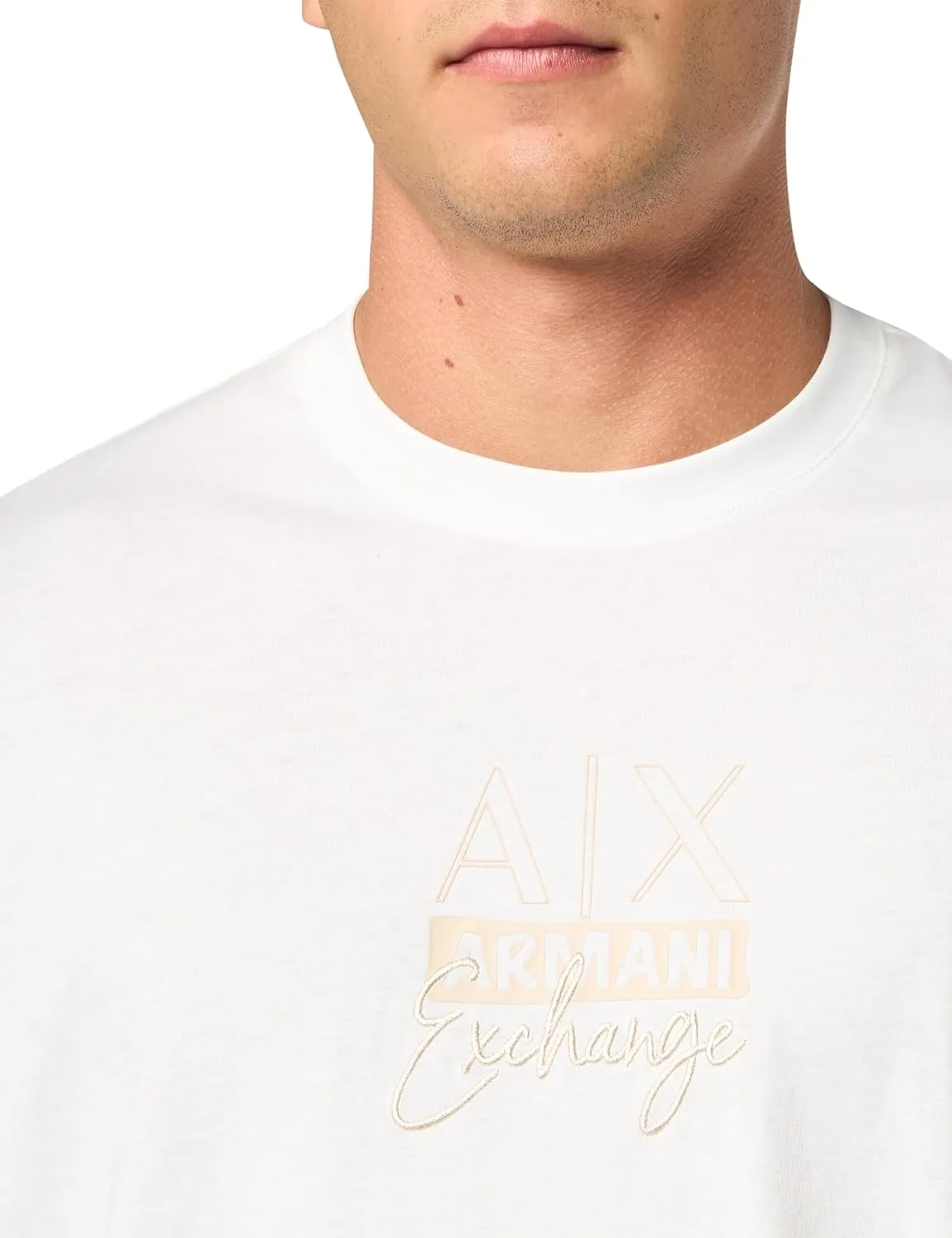 Armani Exchange Men's Comfort Fit Cotton Embroidered Ax Logo Tee