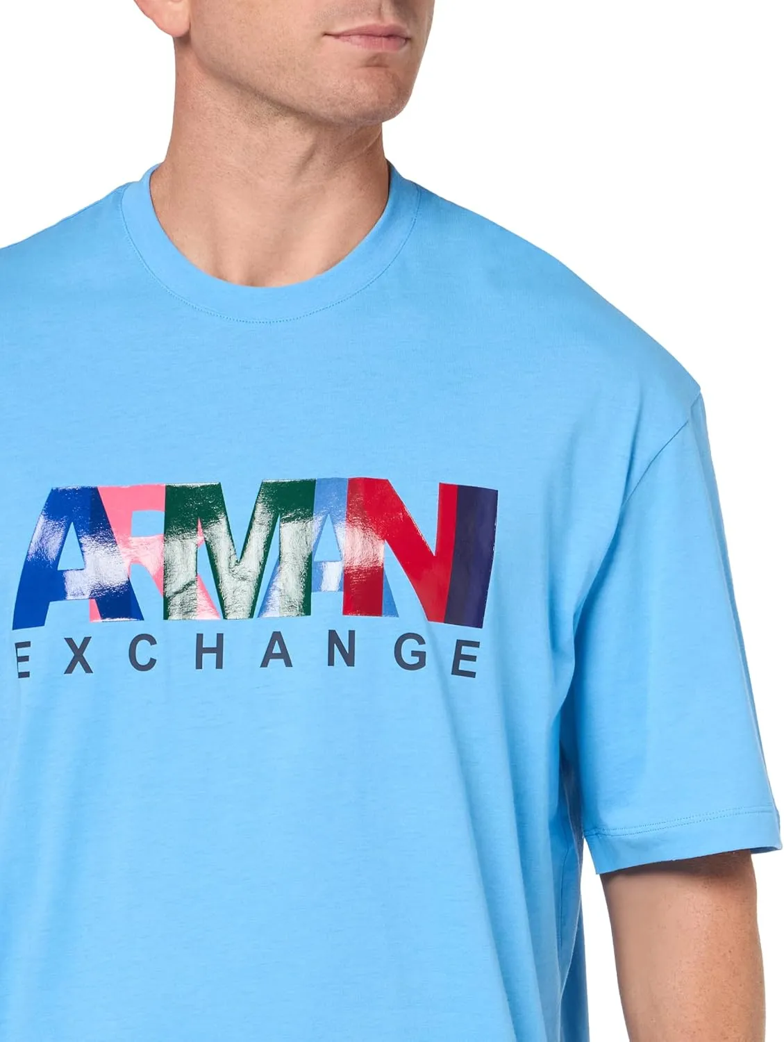 Armani Exchange Men's Comfort Fit Cotton Jersey Color Logo Tee