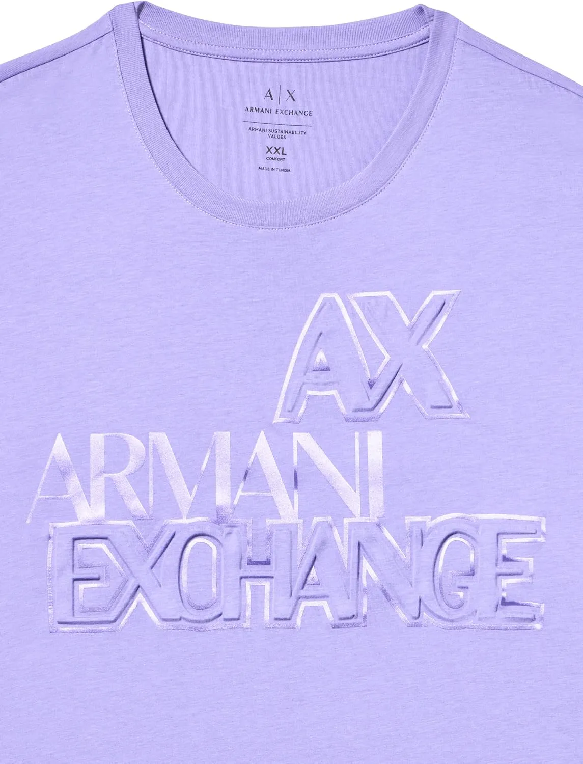 Armani Exchange Men's Comfort Fit Cotton Large Silk Letter Logo Tee