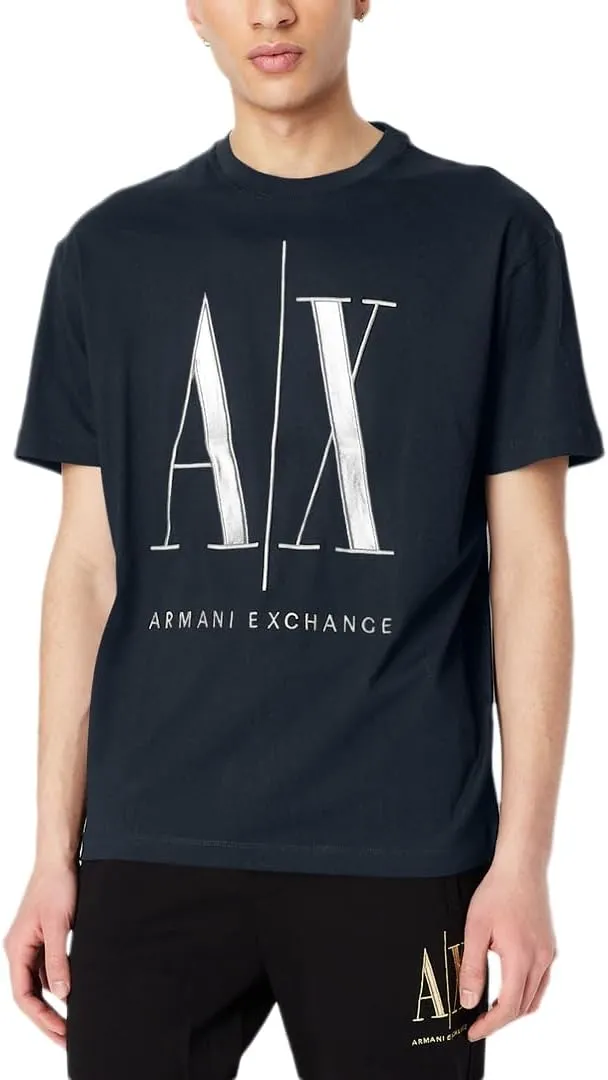 Armani Exchange Men's Comfort Fit Metallic Icon Logo Tee