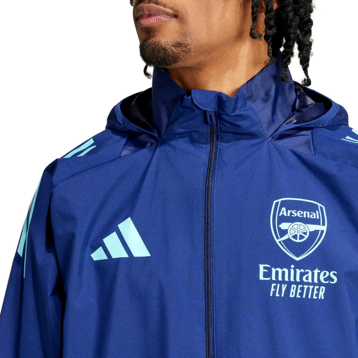 Arsenal FC navy blue soccer training rain jacket 2024/25 - Adidas
