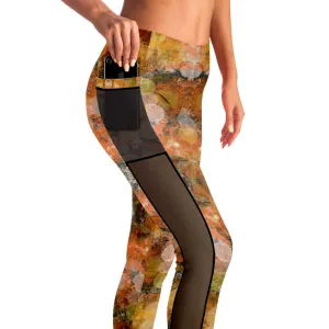 Autumn Tones Mesh Panel Side Pockets Leggings (FWS)