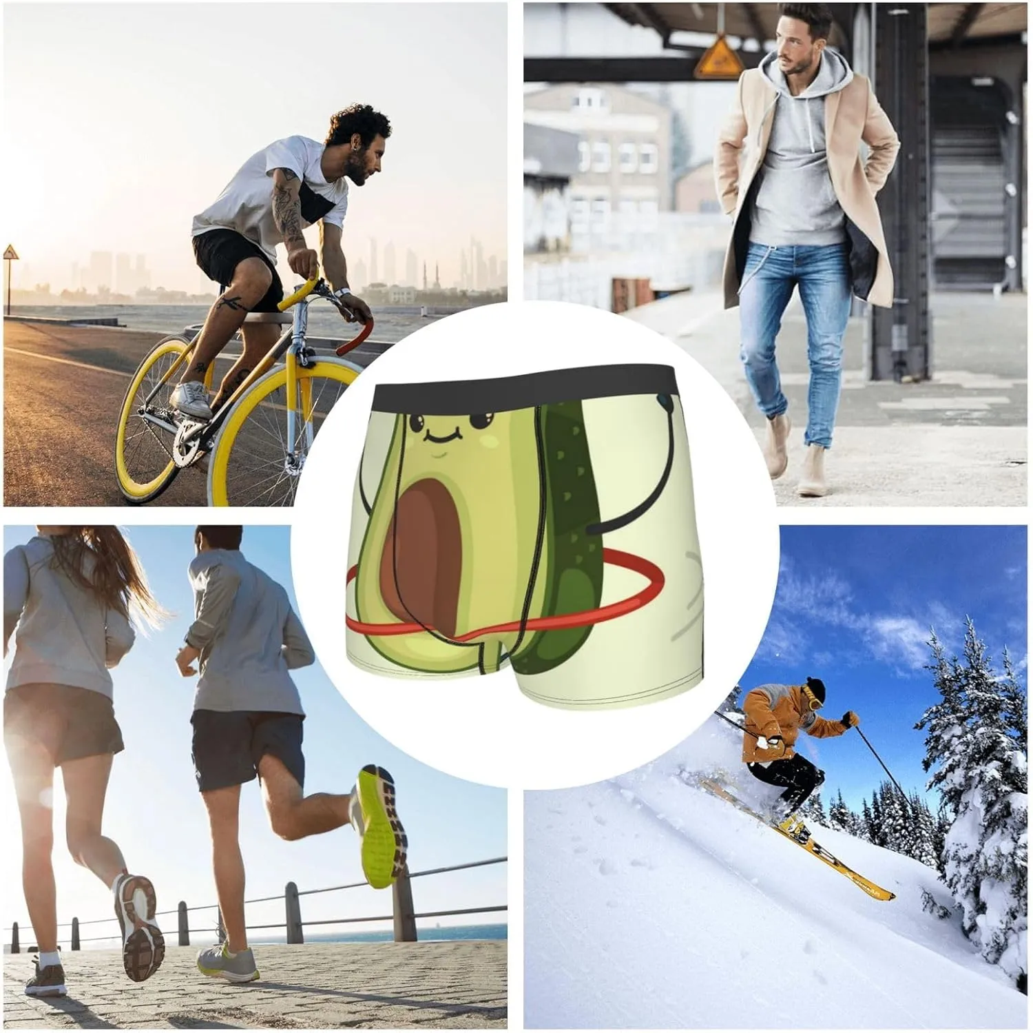 Avocado1 Print Boxer Briefs For Men Breathable Underwear-