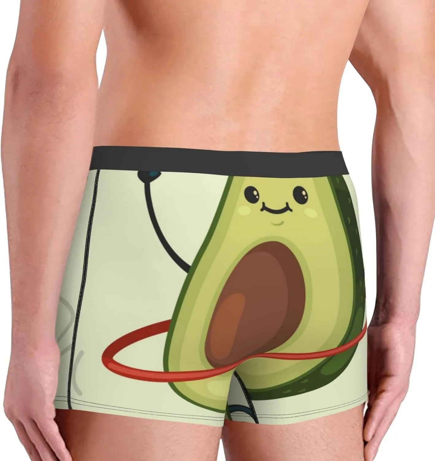 Avocado1 Print Boxer Briefs For Men Breathable Underwear-