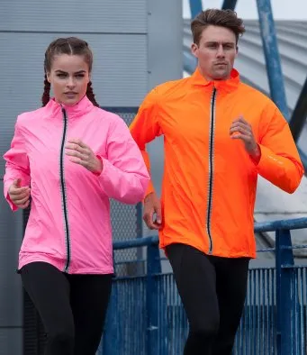 AWDis Just Cool Unisex Running Showerproof and windproof Jacket hi viz various colours