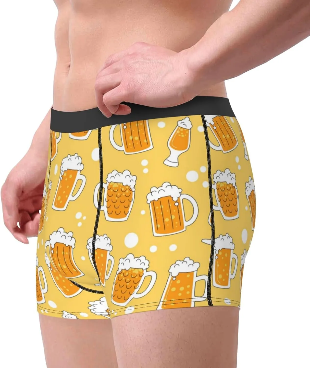 Beer Print Boxer Briefs For Men Breathable Underwear-