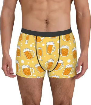 Beer Print Boxer Briefs For Men Breathable Underwear-