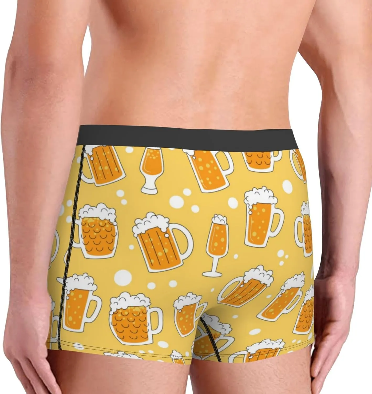 Beer Print Boxer Briefs For Men Breathable Underwear-