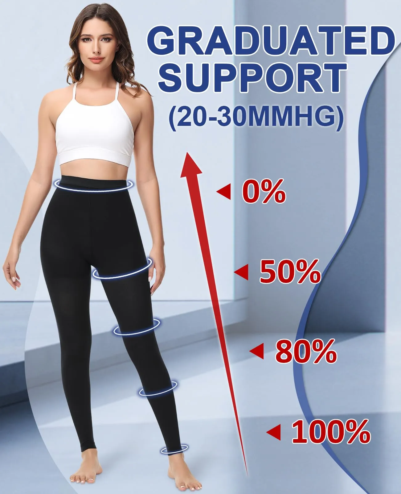 beister Medical compression stockings for women, long, 20-30 mmHg, support stockings for men, opaque toe-free compression trousers, class 2, solid support for varicose veins, edema, black M