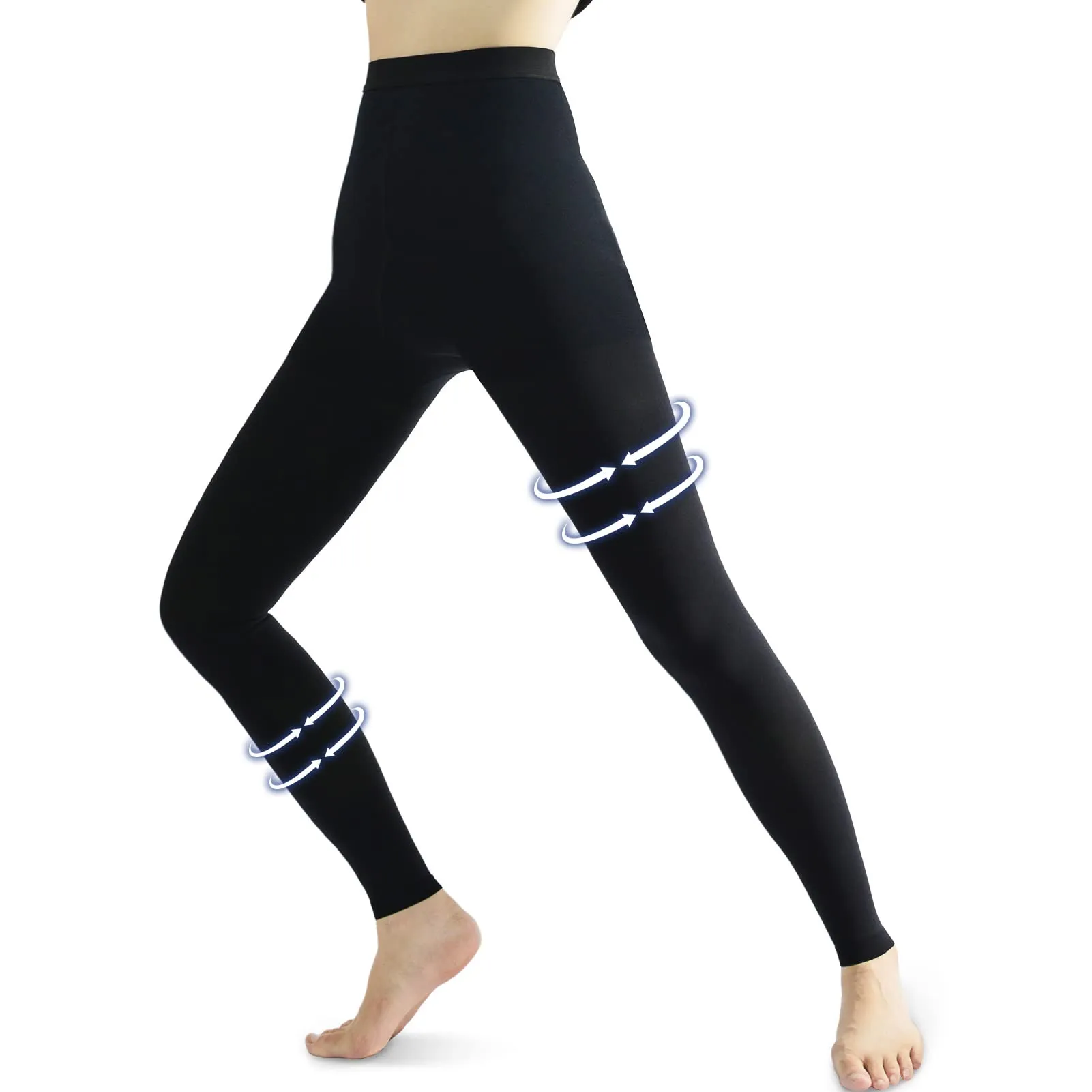 beister Medical compression stockings for women, long, 20-30 mmHg, support stockings for men, opaque toe-free compression trousers, class 2, solid support for varicose veins, edema, black M