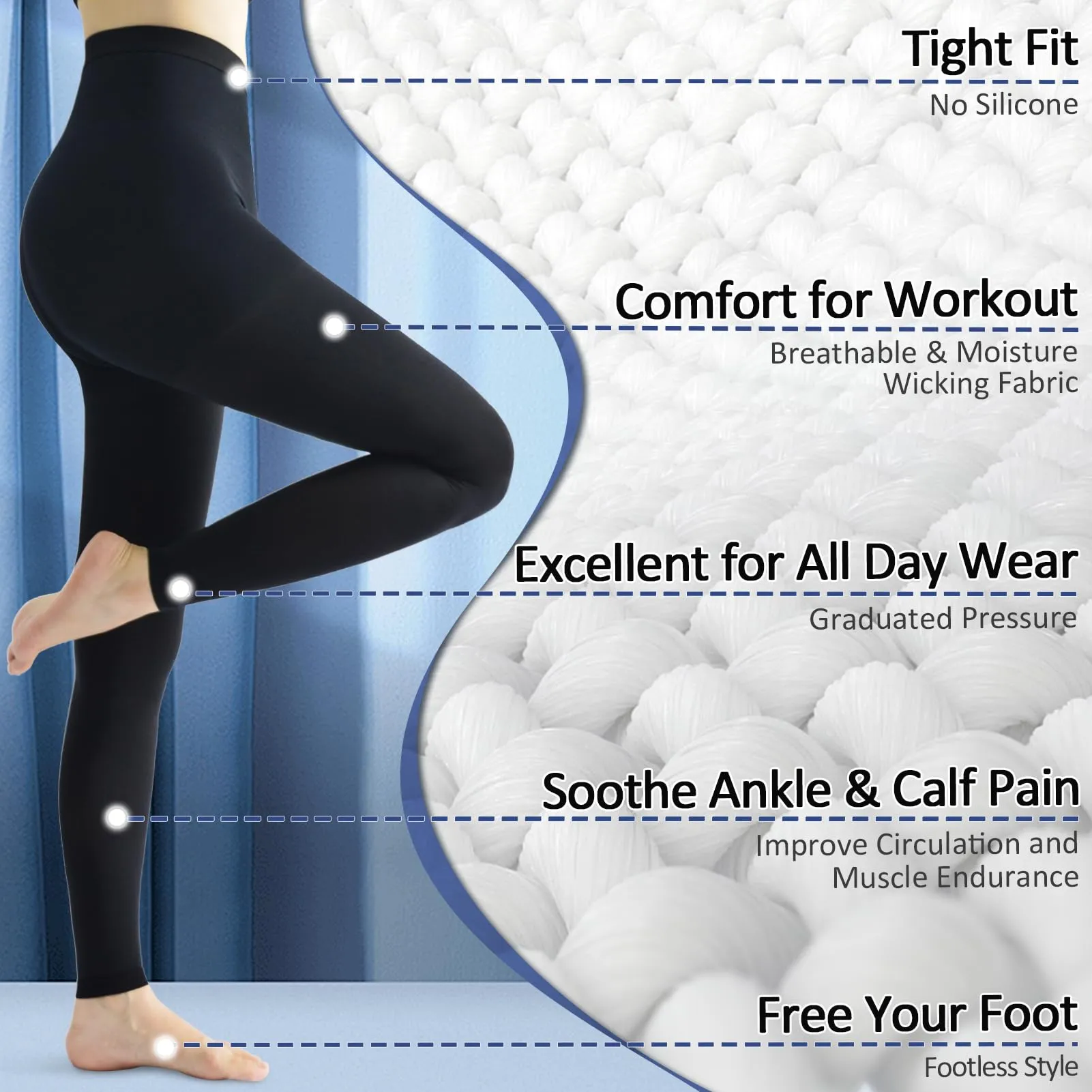 beister Medical compression stockings for women, long, 20-30 mmHg, support stockings for men, opaque toe-free compression trousers, class 2, solid support for varicose veins, edema, black M