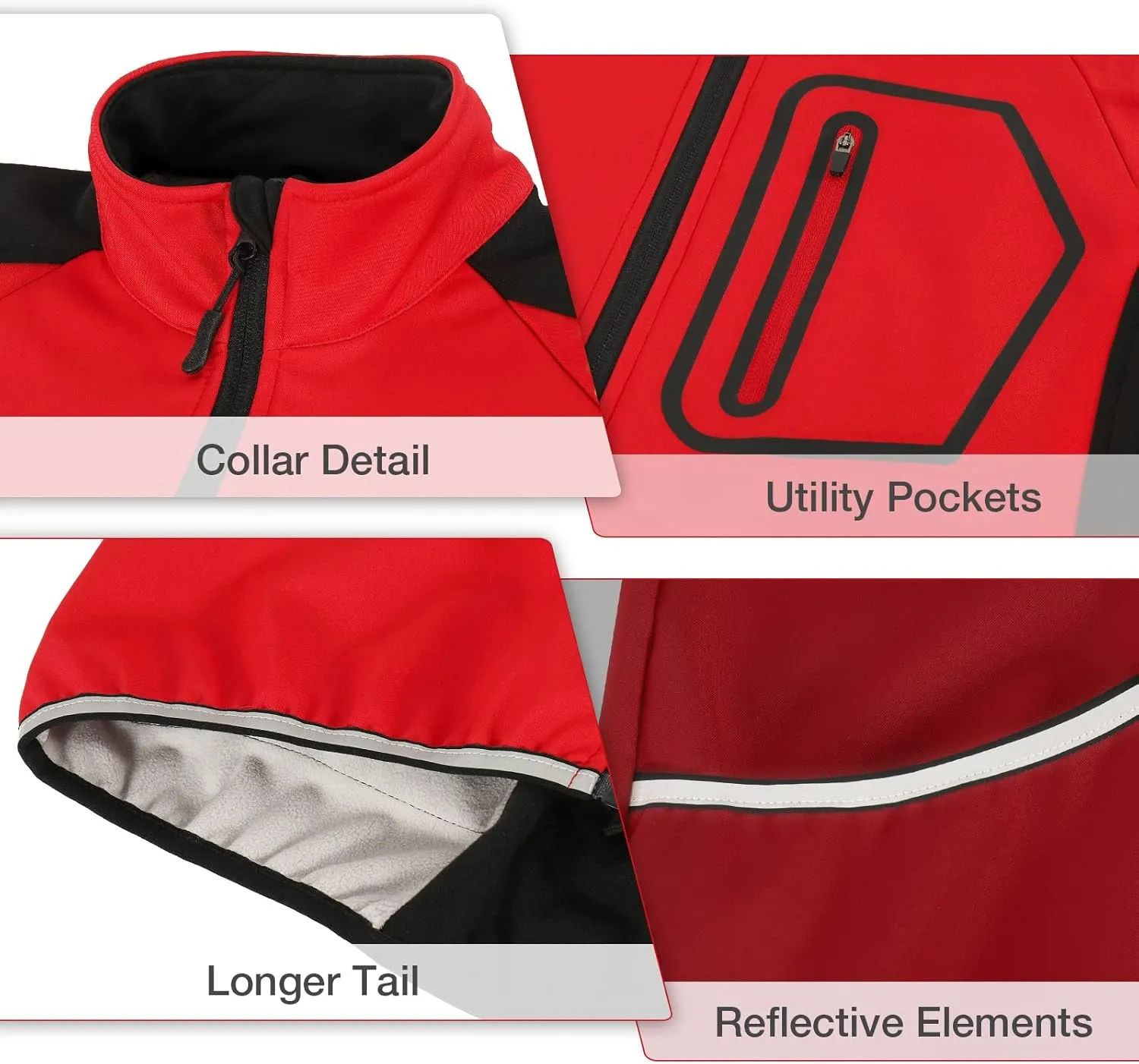 BERGRISAR Men's Cycling Jacket Winter Softshell Fleece Biking Jacket Thermal Running Windbreaker BG011