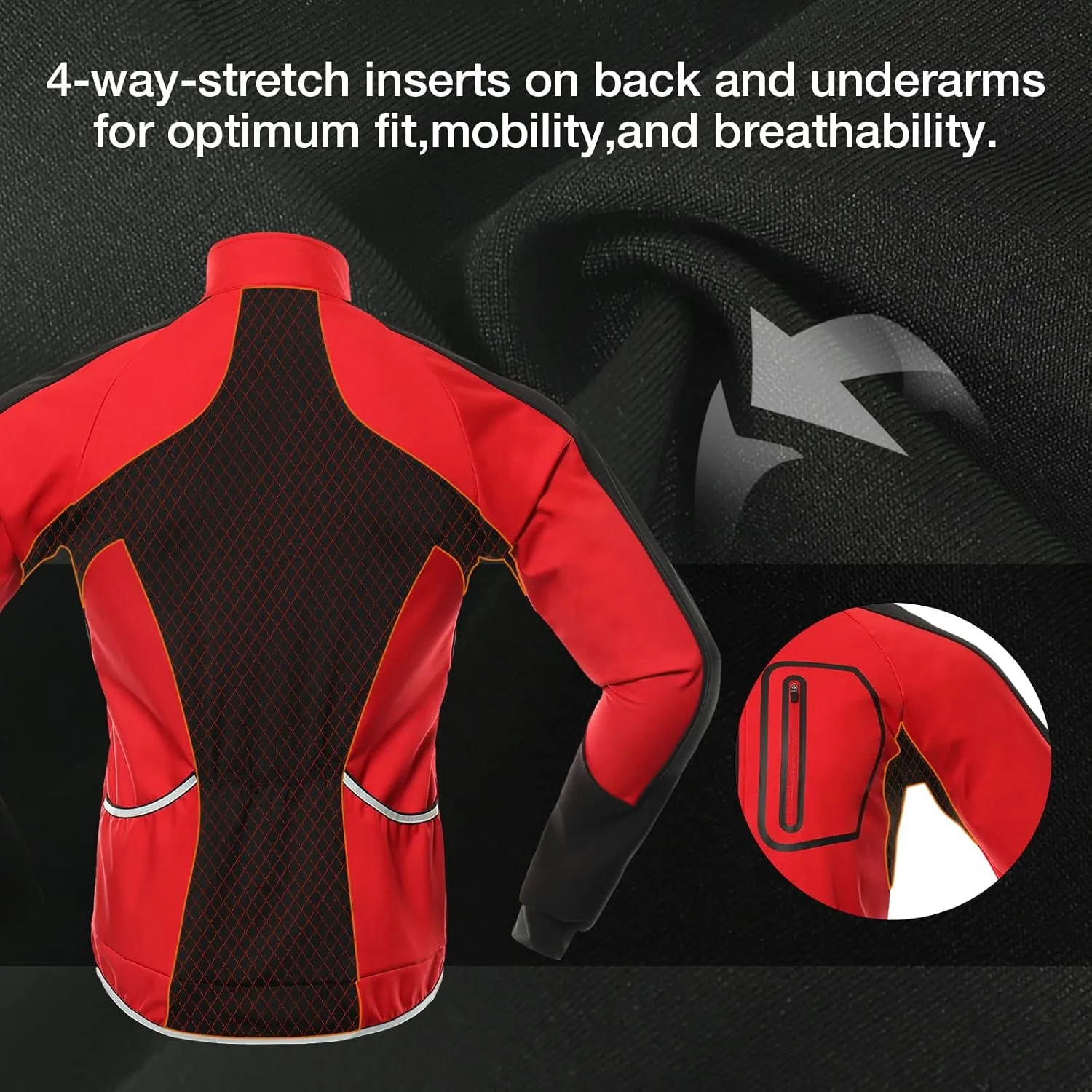 BERGRISAR Men's Cycling Jacket Winter Softshell Fleece Biking Jacket Thermal Running Windbreaker BG011