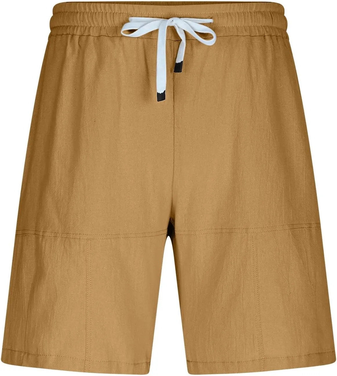 Bermuda Shorts for Men Elastic Waist Cotton Linen Plus Size Short Pants Summer Casual Vacation Beach Wear Clothing