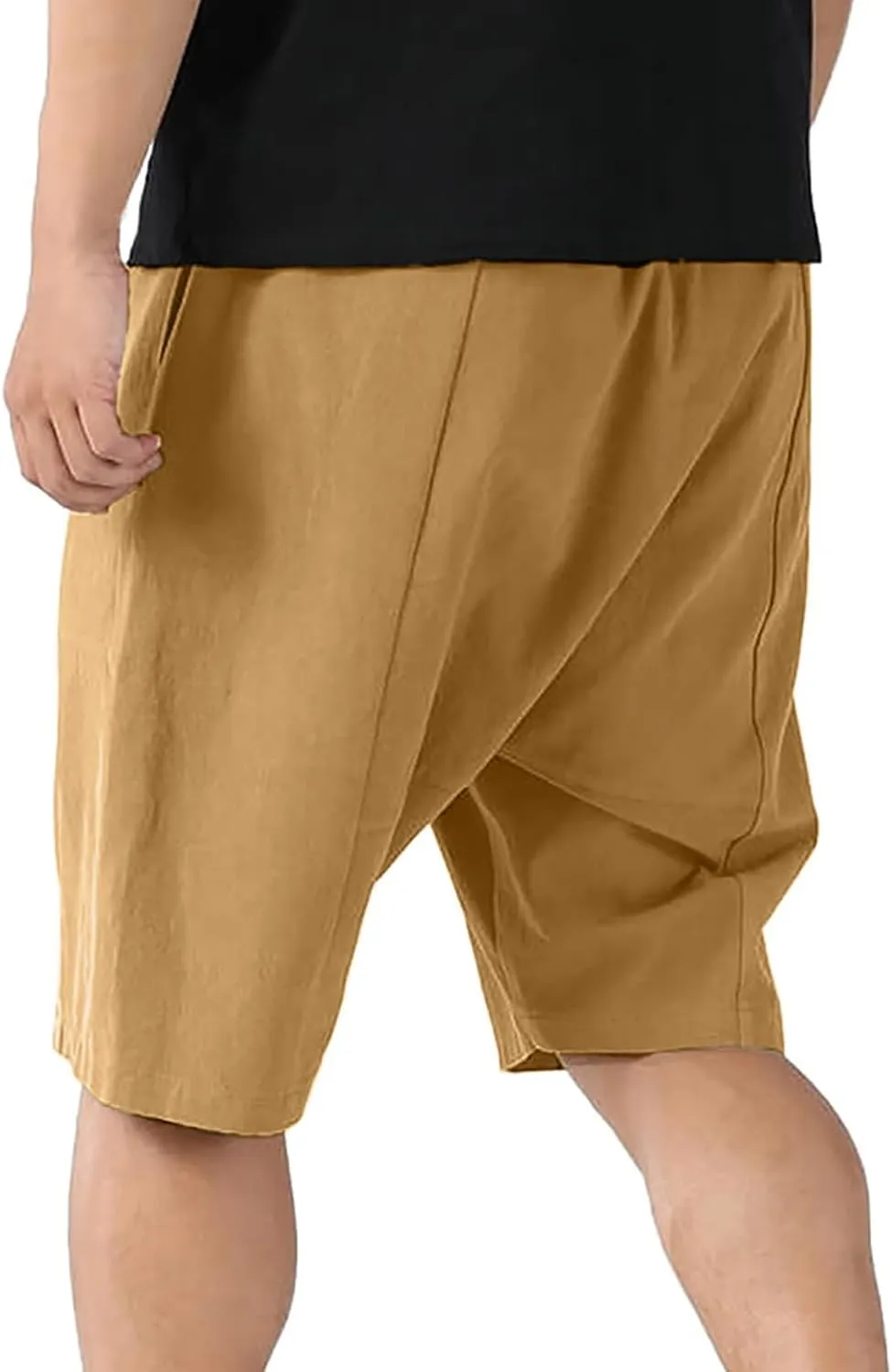 Bermuda Shorts for Men Elastic Waist Cotton Linen Plus Size Short Pants Summer Casual Vacation Beach Wear Clothing