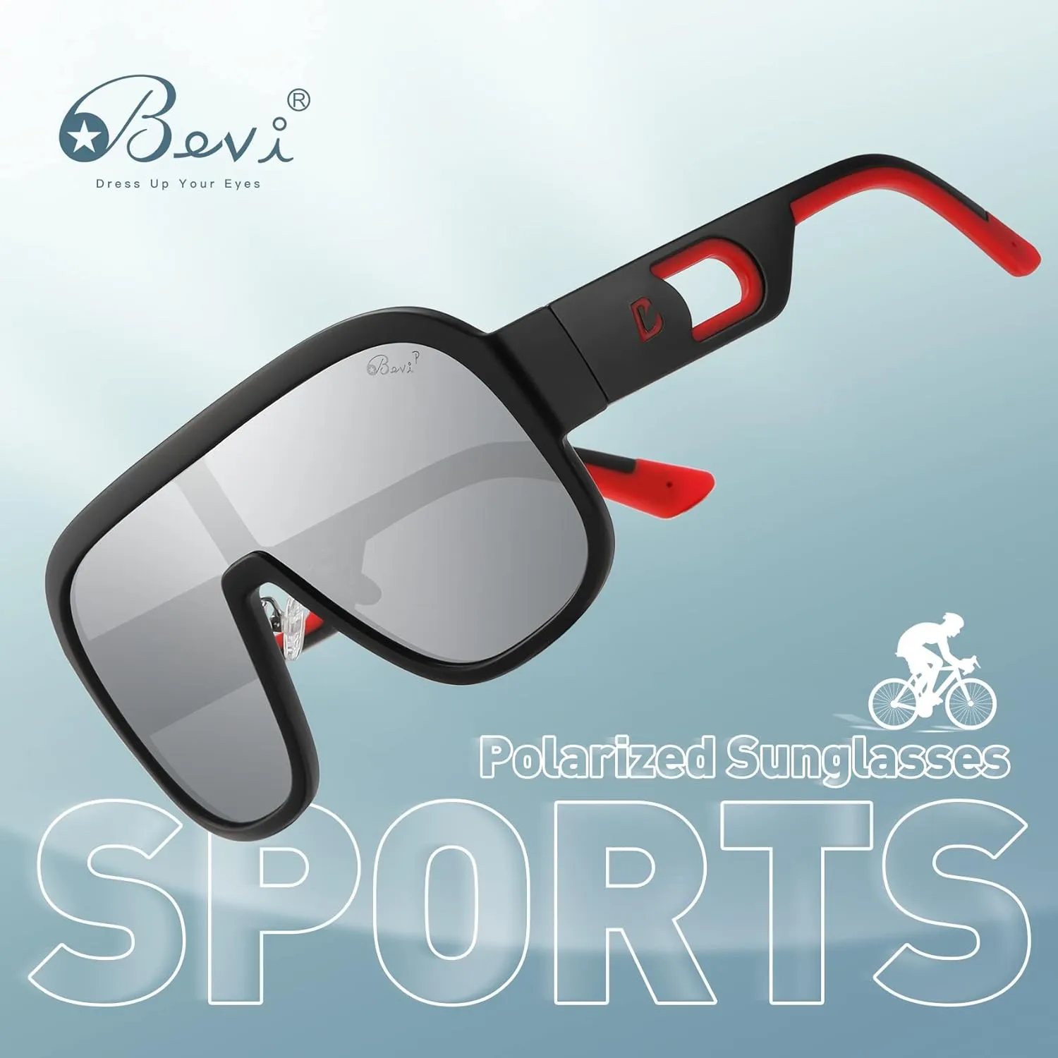 Bevi Sunglasses Polarized UV Protection with Flexible Lightweight Frame Oversize Shield Sunglasses for Men Women