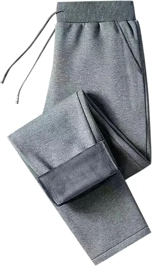 BIFUTON Fleece Lined Pants Men,Men's Winter Fleece Pants Sherpa Lined Sweatpants Drawstring Running Jogger Pants with Pockets