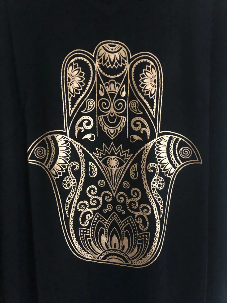Black and Gold Drapey Hamsa Tank Top Shirt