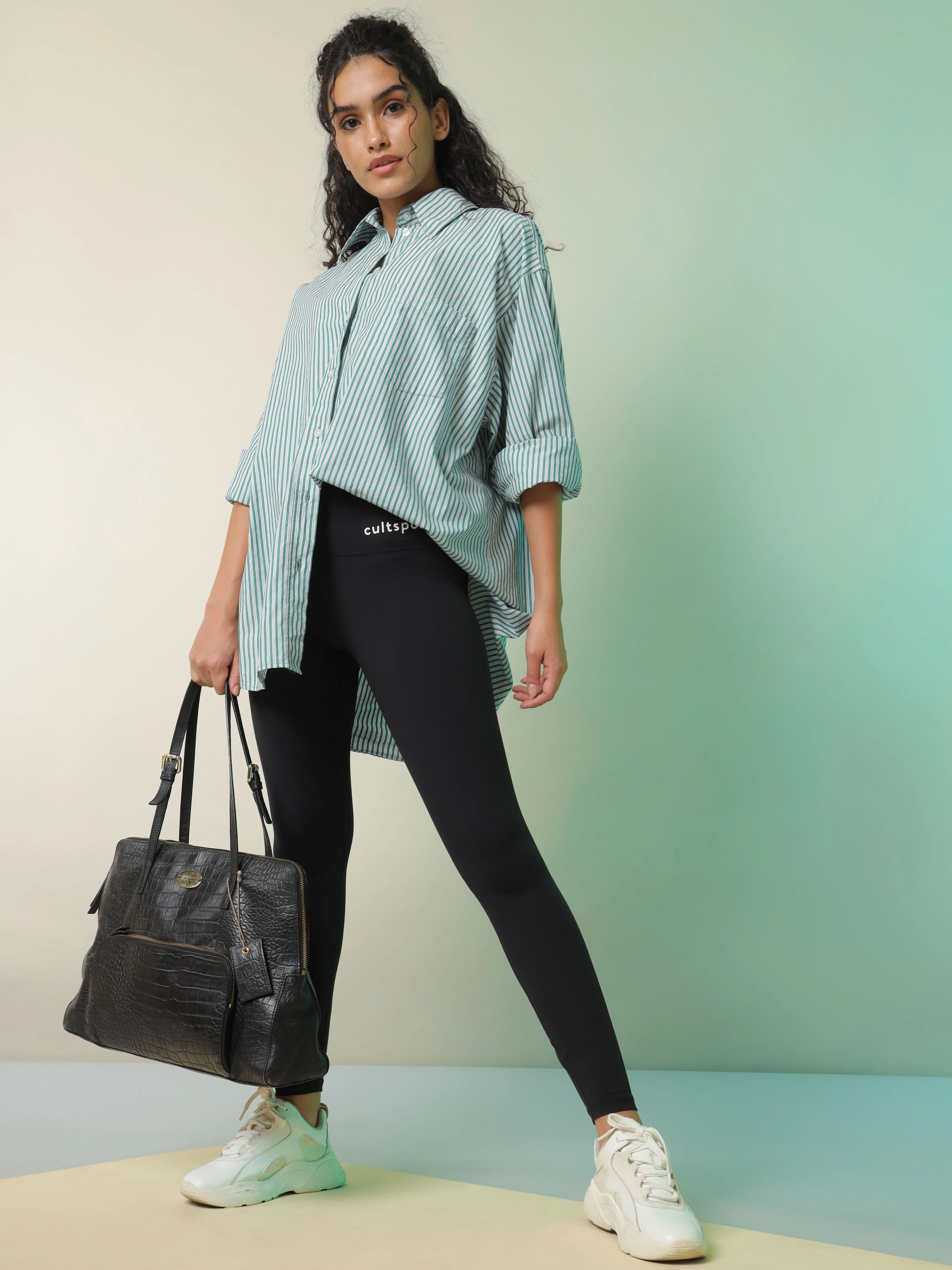 Black Do It All Solid Tights With Pocket