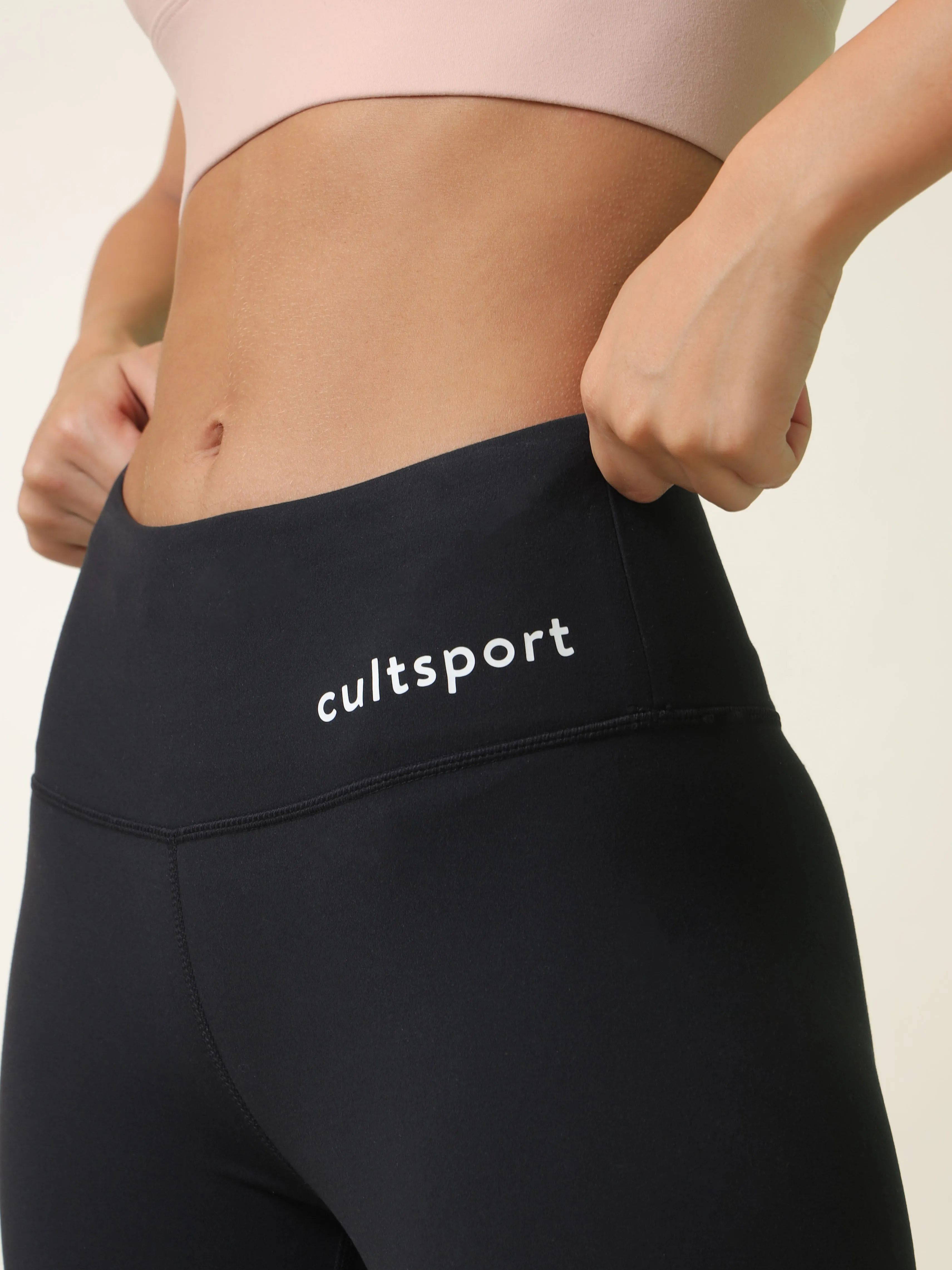 Black Do It All Solid Tights With Pocket