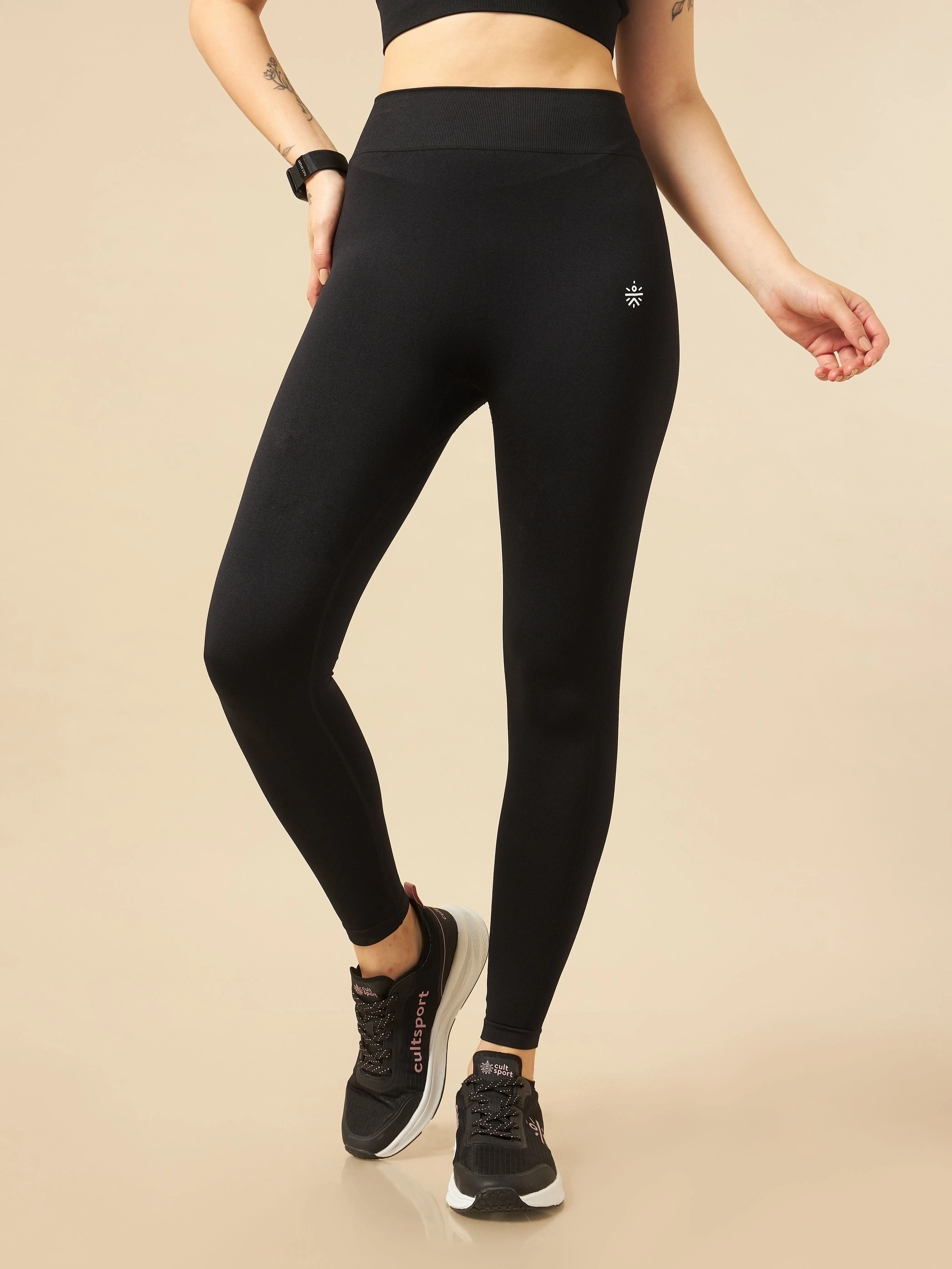 Black Seamless Sports Tights