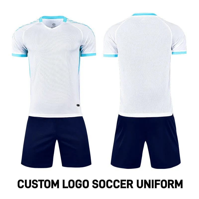 Blank White Blue Soccer Jerseys for Wholesale