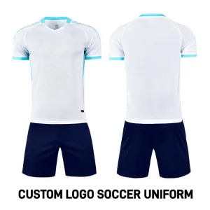 Blank White Blue Soccer Jerseys for Wholesale